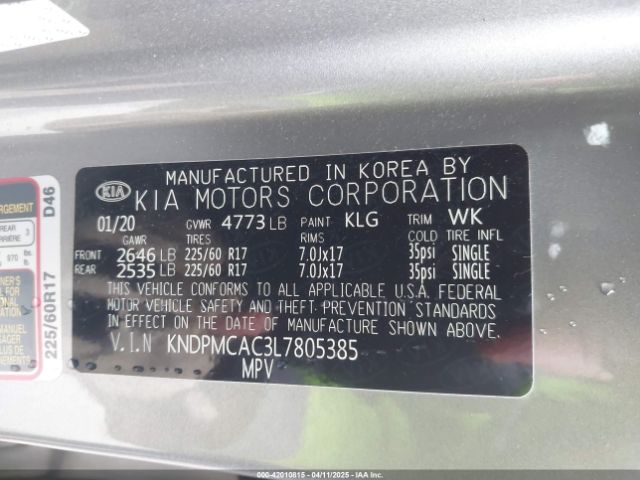 KNDPMCAC3L7805385 KIA Sportage Lx
