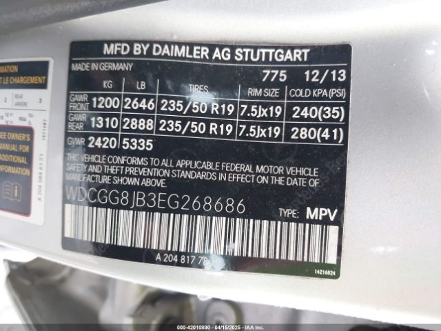 WDCGG8JB3EG268686 Mercedes-Benz Glk 350 4matic