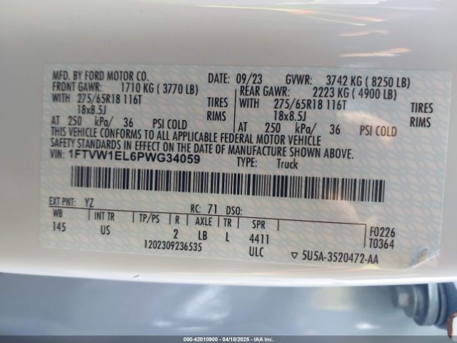 2023 FORD F-150 LIGHTNING 1FTVW1EL6PWG34059 Photo 8