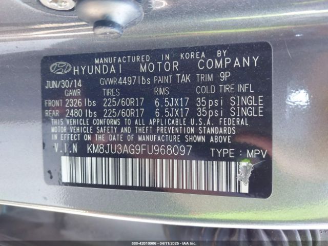 KM8JU3AG9FU968097 Hyundai TUCSON SE