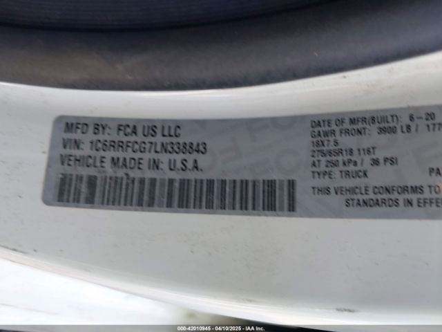 1C6RRFCG7LN338843 RAM 1500 Tradesman  4x4 6'4 Box