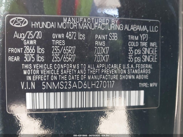 Hyundai Santa Fe Se 2020 5NMS23AD6LH270117 Image 9