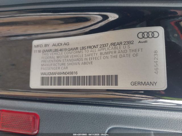 WAUGMAF46HN049816 Audi A4 2.0t Ultra Premium