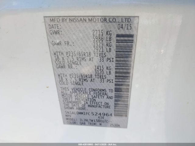 5N1AL0MM1FC524964 Infiniti QX60