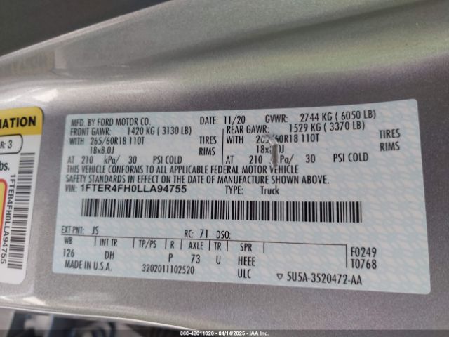 1FTER4FH0LLA94755 Ford Ranger Lariat