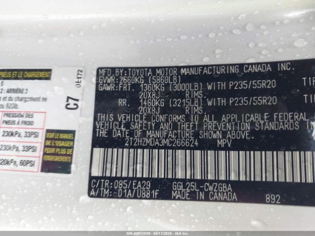 2T2HZMDA3MC266624 Lexus RX 350