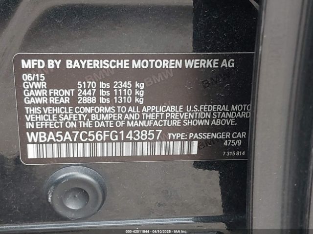 2015 BMW 528I WBA5A7C56FG143857 Photo 8