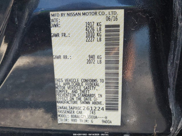 1N4AL3APXGC261224 Nissan Altima 2.5 S