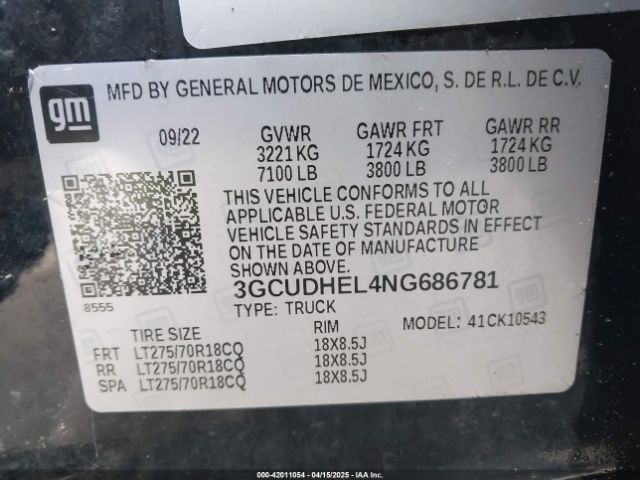 2022 CHEVROLET SILVERADO 1500 3GCUDHEL4NG686781 Photo 8