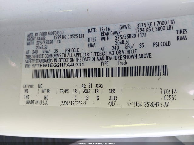 Ford gtdi 2017 1FTEW1EG2HFA40301 Image 25