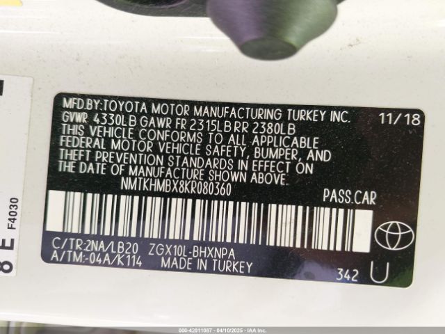 NMTKHMBX8KR080360 Toyota C-hr Limited