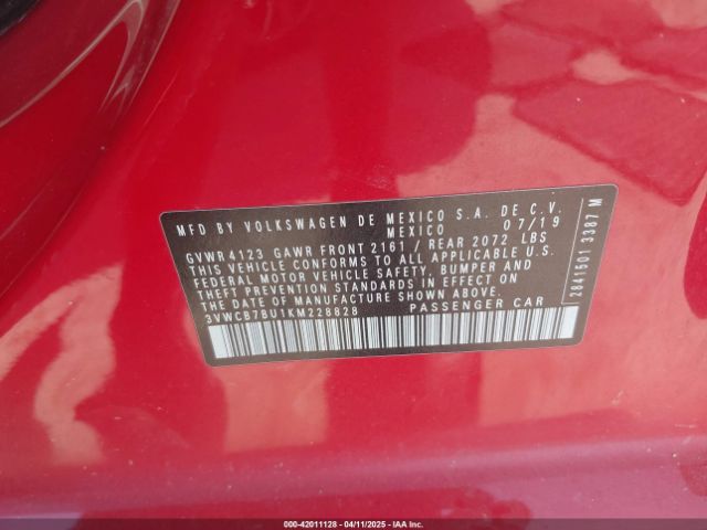 3VWCB7BU1KM228828 Volkswagen Jetta 1.4t R-line/1.4t S/1.4t Se