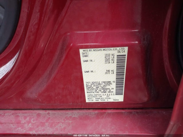 1N4AL3AP1FC123151 Nissan ALTIMA 2.5