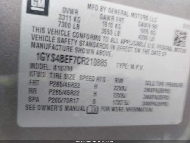 2012 CADILLAC ESCALADE 1GYS4BEF7CR210885 Photo 8