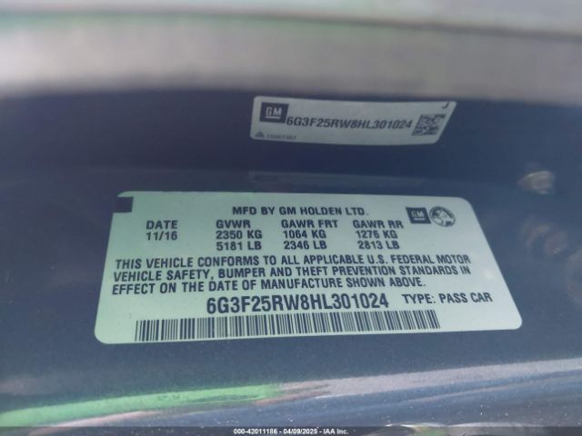 6G3F25RW8HL301024 Chevrolet SS
