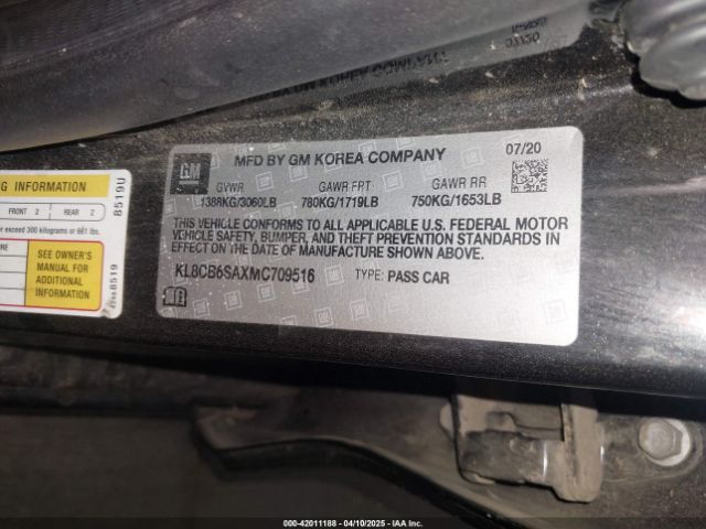 KL8CB6SAXMC709516 Chevrolet Spark Fwd Ls Automatic
