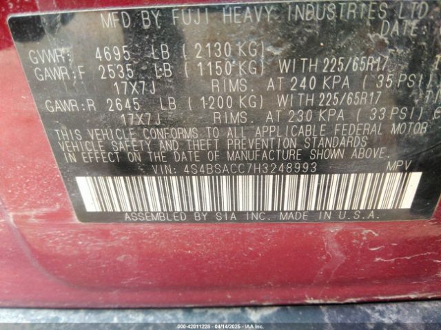 2017 SUBARU OUTBACK 4S4BSACC7H3248993 Photo 8