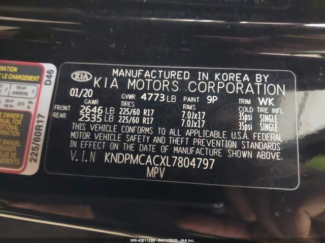 KNDPMCACXL7804797 KIA Sportage Lx