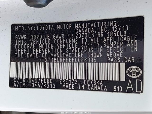 2T1BURHE6EC086395 Toyota Corolla S Plus