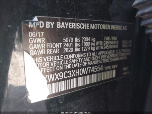 5UXWX9C3XH0W74554 BMW X3 Xdrive28i