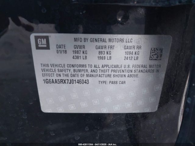 1G6AA5RX7J0146043 Cadillac Ats Standard