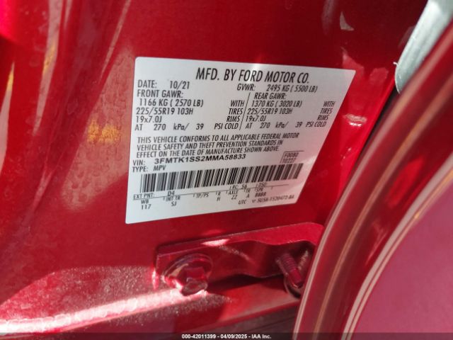 3FMTK1SS2MMA58833 Ford Mustang Mach-e Select