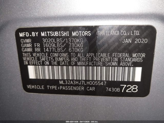2020 MITSUBISHI MIRAGE ML32A3HJ7LH005547 Photo 8