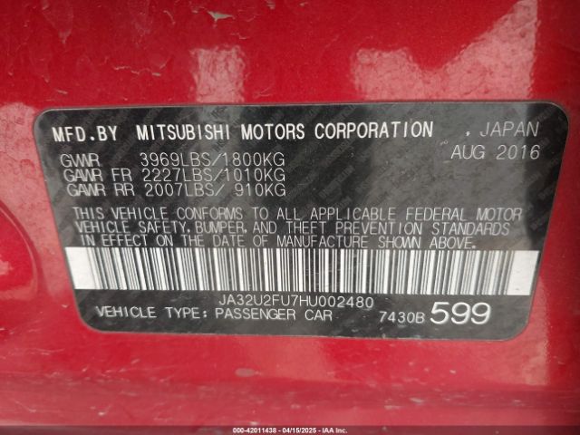 2017 MITSUBISHI LANCER JA32U2FU7HU002480 Photo 8