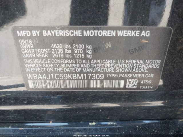 WBA4J1C59KBM17309 BMW 430i Gran Coupe