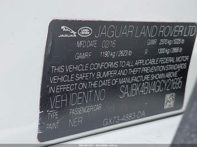 SAJBK4BV4GCY21695 Jaguar Xf 35t Prestige