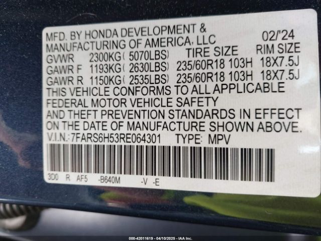 7FARS6H53RE064301 Honda Cr-v Hybrid Sport