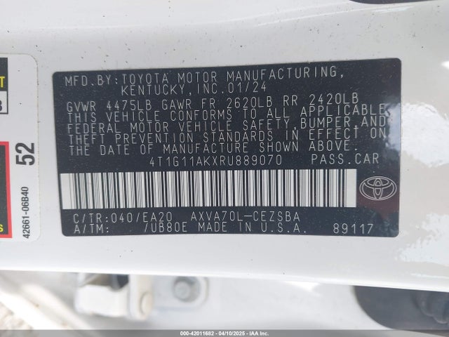 4T1G11AKXRU889070 Toyota CAMRY SE