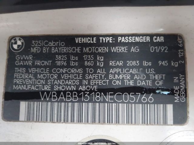1992 BMW 325 WBABB1318NEC05766 Photo 8