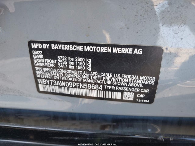 WBY73AW09PFN59684 BMW I4 Edrive40