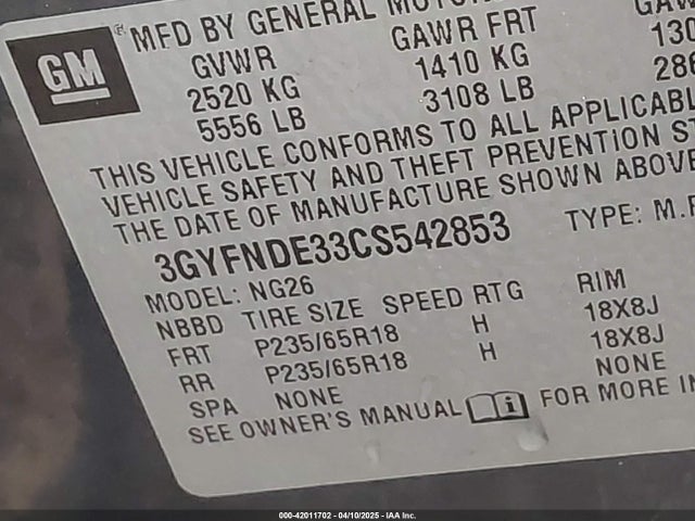2012 CADILLAC SRX 3GYFNDE33CS542853 Photo 8