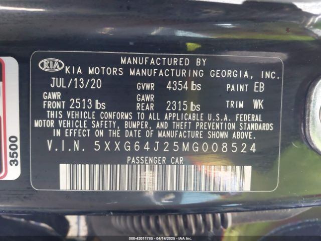 5XXG64J25MG008524 KIA K5 Gt-line