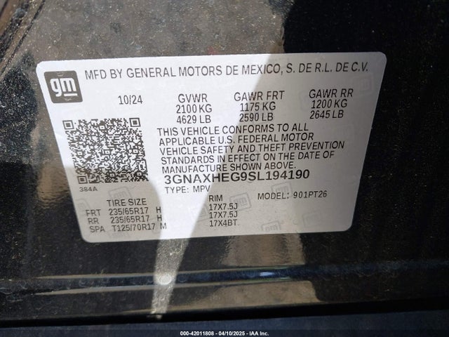 3GNAXHEG9SL194190 Chevrolet Equinox Fwd Lt