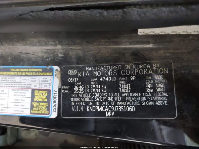 KNDPMCAC9J7351060 KIA Sportage Lx