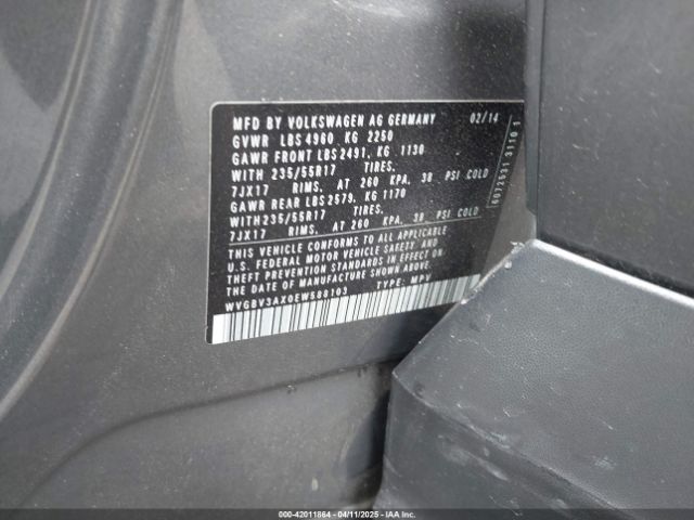 WVGBV3AX0EW588103 Volkswagen TIGUAN SE