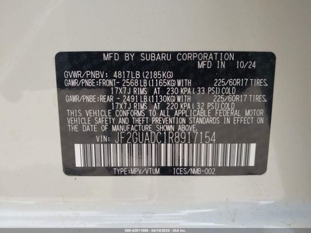 JF2GUADC1R8917154 Subaru Crosstrek Premium