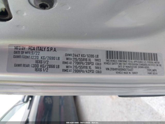 ZFBHRFAB8N6X75407 RAM Promaster City