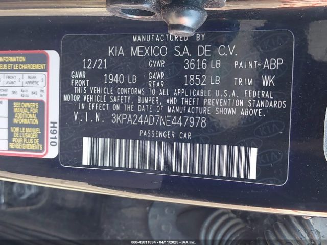 3KPA24AD7NE447978 KIA RIO S
