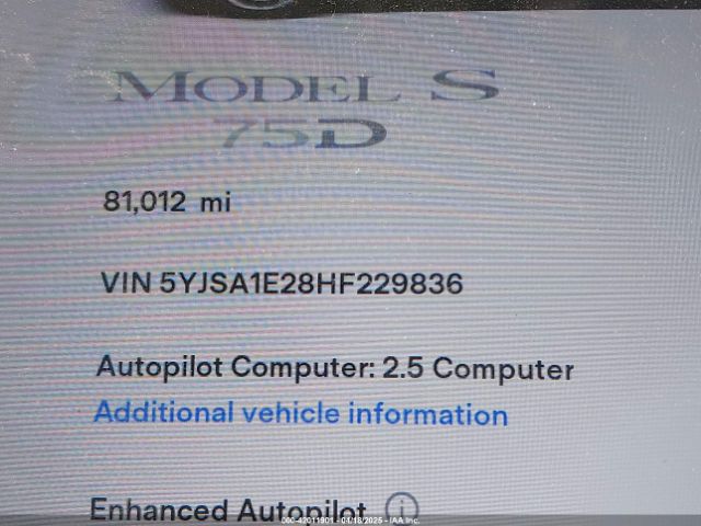 5YJSA1E28HF229836 Tesla MODEL S