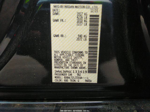 1N4AL3APXGC133419 Nissan Altima 2.5 Sl