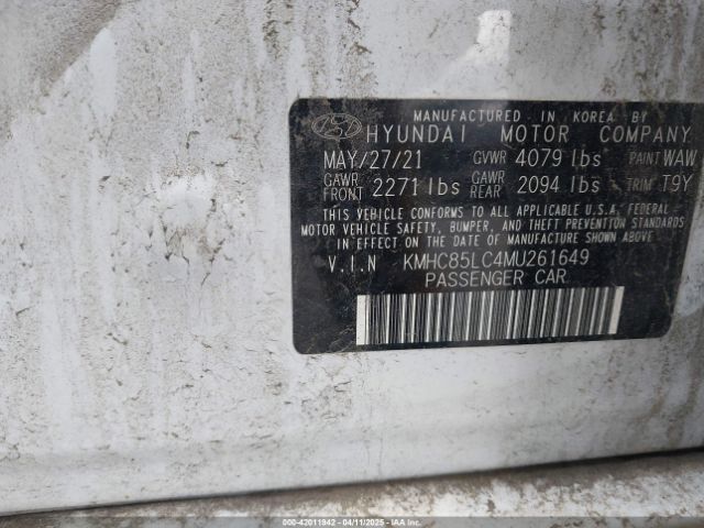 KMHC85LC4MU261649 Hyundai Ioniq Hybrid Sel