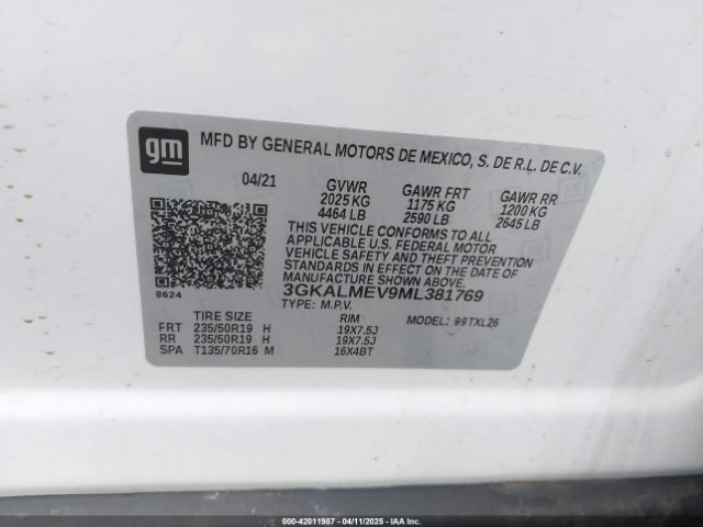 3GKALMEV9ML381769 GMC Terrain Fwd Sle