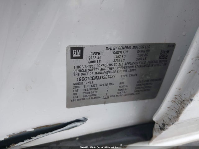 1GCGTCEN3J1207487 Chevrolet Colorado Lt