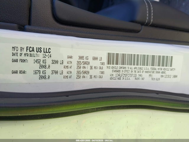 1C4RJFCM2FC737133 Jeep Grand Cherokee Overland