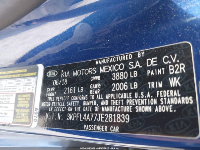 3KPFL4A77JE281839 KIA FORTE S