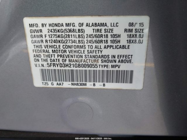 2016 ACURA MDX 5FRYD3H21GB009055 Photo 8